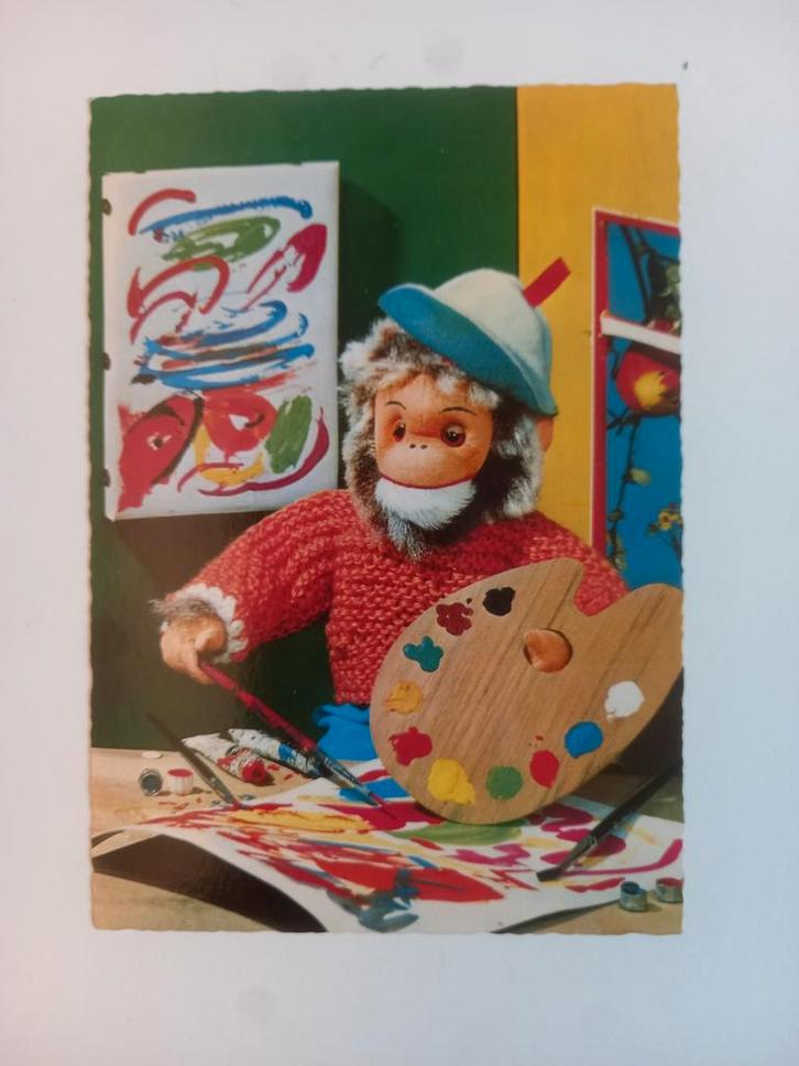 Vintage - retro - postkaarten - pluche aap - ongebruikt, Verzamelen, Postkaarten | Themakaarten, Ophalen of Verzenden