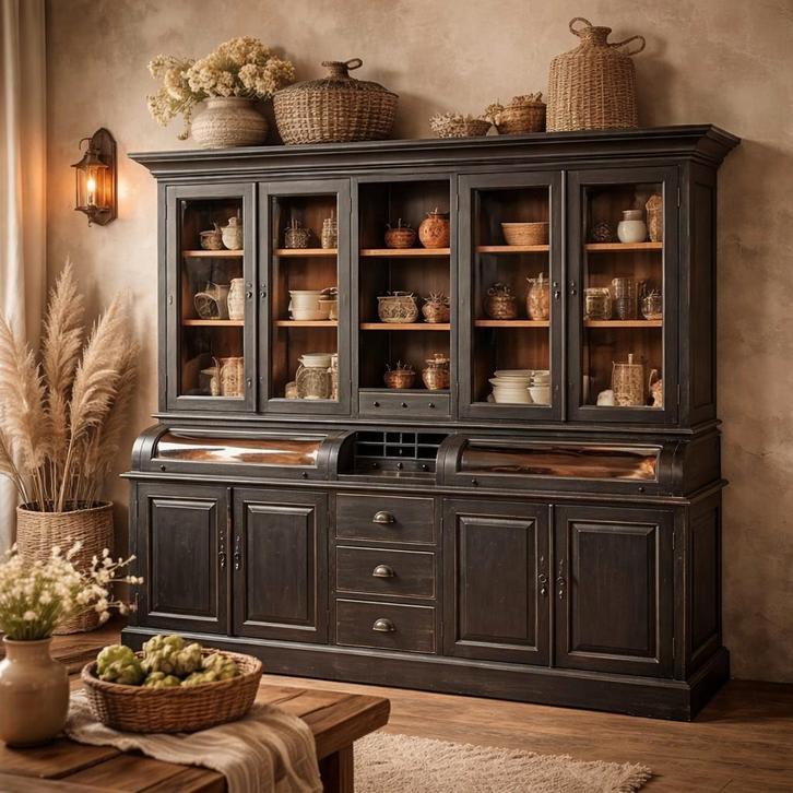 Teakhout Buffetkast • Apothekerskast • Landelijke Buffetkast, Huis en Inrichting, Kasten | Buffetkasten, Zo goed als nieuw, Teakhout