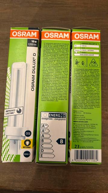 Lot de 3 ampoules OSRAM DULUX D 18W 1200lm 2700K beschikbaar voor biedingen