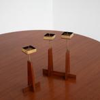 Scandinavische kandelaars – teak & messing, Gebruikt, Ophalen of Verzenden, Kandelaar, Hout