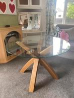 Ronde glazen tafel, Huis en Inrichting, Tafels | Salontafels, Ophalen, Gebruikt, 100 tot 150 cm, Rond