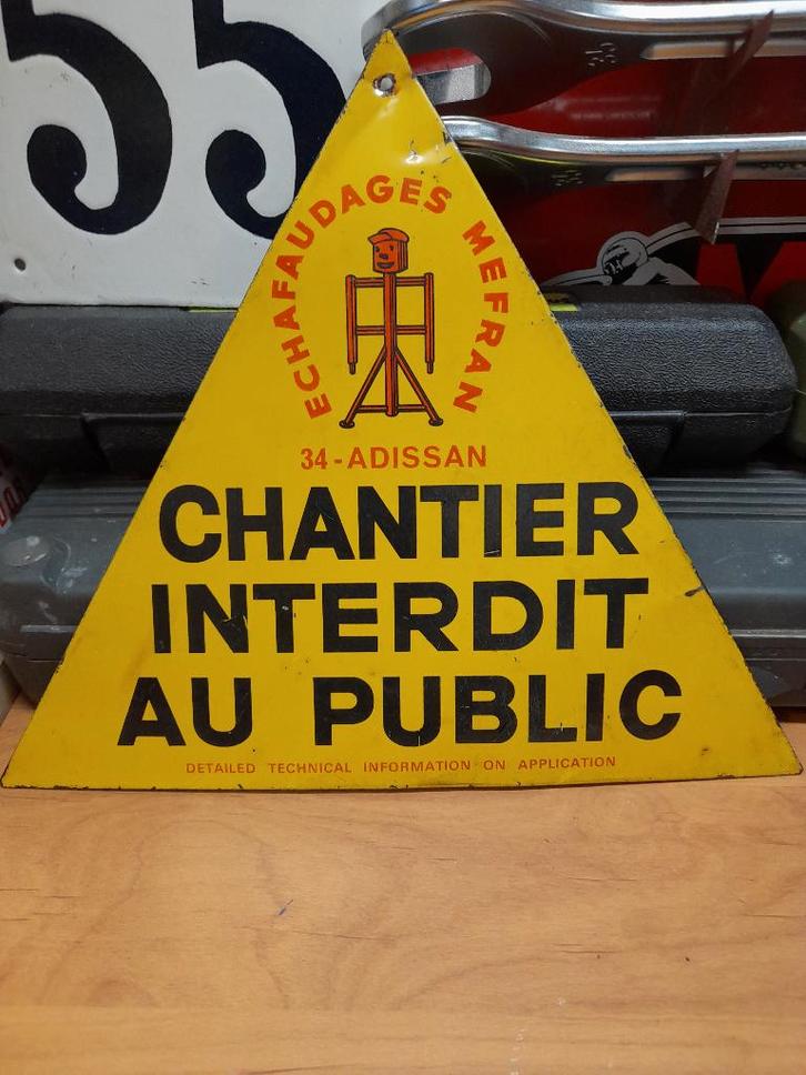 Oude bouwplaats verboden openbare plaquette, Verzamelen, Merken en Reclamevoorwerpen, Gebruikt, Overige typen, Verzenden