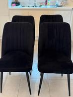4x zwarte suede stoelen in top staat, Huis en Inrichting, Stoelen, Ophalen