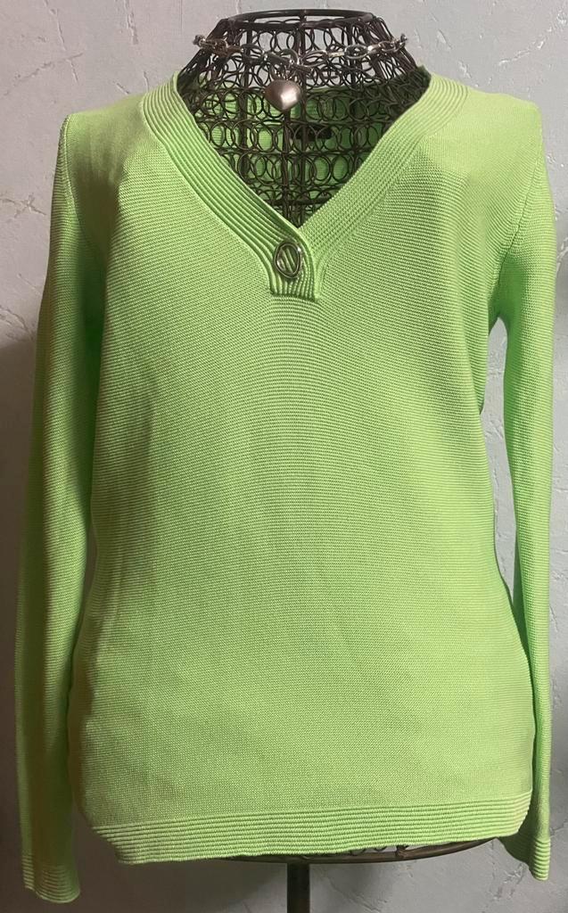 Caroline Biss 36 Fijn tricot truitje met fantasie, Kleding | Dames, Truien en Vesten, Zo goed als nieuw, Maat 36 (S), Groen, Ophalen of Verzenden