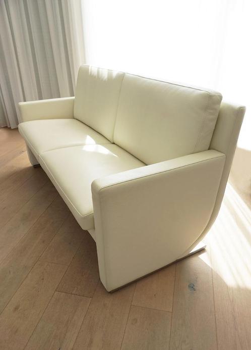 Warm wit leren Leolux Timandra bank/ sofa - 2 1/2 zits, Huis en Inrichting, Zetels | Zetels, Zo goed als nieuw, Rechte bank, Tweepersoons