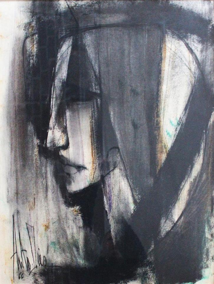 Anto Diez - gemengde techniek op papier, Antiquités & Art, Art | Peinture | Moderne, Enlèvement