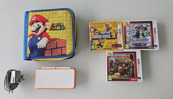 New Nintendo 2 DS XL console, 3 games en Mario tas beschikbaar voor biedingen