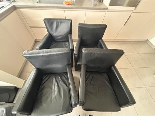6 zwarte stoelen, Huis en Inrichting, Stoelen, Gebruikt, Vijf, Zes of meer stoelen, Leer, Zwart, Ophalen