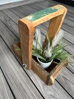 Antiek houten draagkrat met plantjes • uniek stuk, Moins de 50 cm, Enlèvement ou Envoi, Utilisé, X