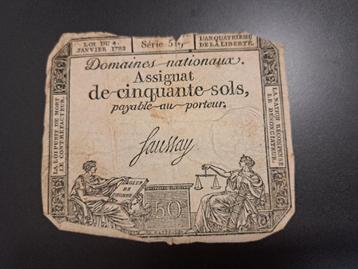 1792 France billet de 50 sols série 519 disponible aux enchères