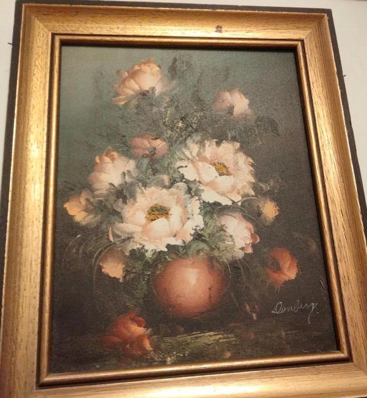 Domberg - schilderij bloemmotieven in vaas, Antiek en Kunst, Kunst | Schilderijen | Klassiek, Ophalen