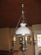 tinnen luchter, Huis en Inrichting, Lampen | Kroonluchters, Ophalen, Zo goed als nieuw, Glas, Tinnen luchter
