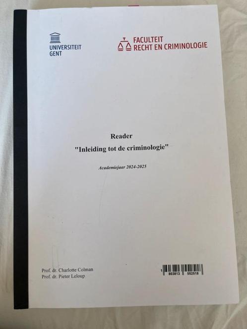 Reader inleiding tot de criminologie, Boeken, Studieboeken en Cursussen, Gelezen, Hoger Onderwijs, Ophalen of Verzenden