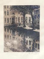 Albert Geudens - Le canal à Amersfoort - belle eau-forte, Antiquités & Art, Enlèvement ou Envoi