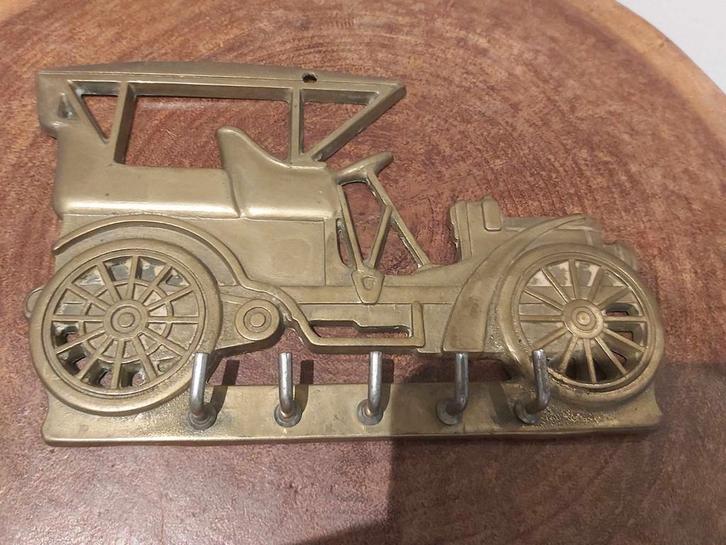 Stijlvolle vintage messing oldtimer sleutelhanger, Huis en Inrichting, Woonaccessoires | Kapstokken, Zo goed als nieuw, Ophalen of Verzenden