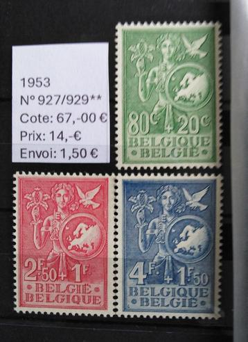 Belgische postzegels nr. 927/929** (MNH) beschikbaar voor biedingen
