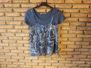 (131)- blouse femme 2 en 1 t.36 bleu beschikbaar voor biedingen