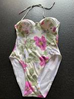 TWEKA écru badpak met pastelkleurige bloemen: maat 38, TWEKA, Overige kleuren, Badpak, Ophalen of Verzenden