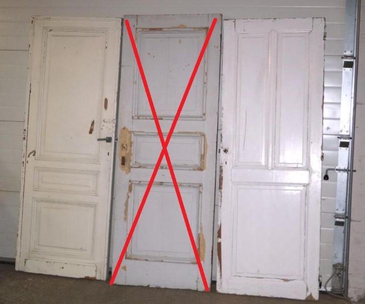 2 Zware antieke paneel deuren Hoogtes 214-214 B 81-78, Doe-het-zelf en Bouw, Deuren en Vliegenramen, Gebruikt, Binnendeur, 200 tot 215 cm