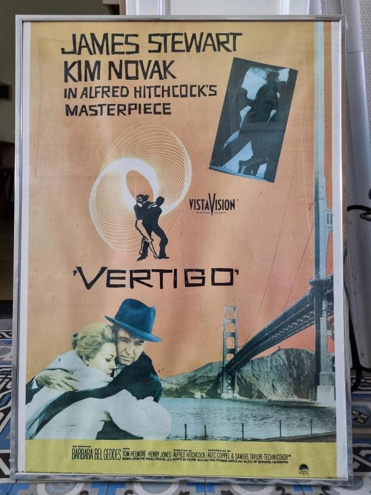 Filmaffiche Vertigo, Verzamelen, Film en Tv, Zo goed als nieuw, Film, Poster, Ophalen of Verzenden