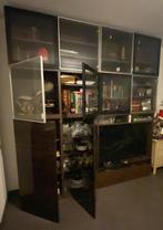 BESTA tv meubel - zwartbruin met hoogglans en glas, Huis en Inrichting, Kasten |Televisiemeubels, Glas, 25 tot 50 cm, Gebruikt