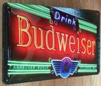 Reclamebord van Budweiser Neon light in reliëf-30 x 20cm, Verzamelen, Nieuw, Reclamebord, Verzenden