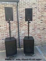 BEYMA 15” SUBS met KLIPSCH KI-102 Topjes; klein maar fijn!, Audio, Tv en Foto, Luidsprekerboxen, Ophalen, Zo goed als nieuw, 120 watt of meer