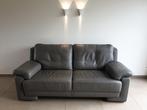 Comfortabele leren tweezitszetel donkergrijs, Ophalen, 150 tot 200 cm, Tijdsloos, Tweepersoons
