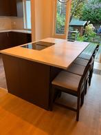 Moderne Notenhoutkleur Eilandkeuken +COMPOSIET GEDEMONTEERD, Huis en Inrichting, Overige kleuren, Overige typen, Ophalen of Verzenden