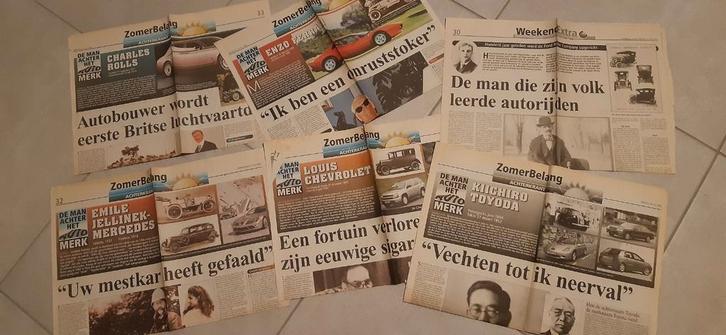 6x Krantenartikel = de man achter het automerk, Verzamelen, Tijdschriften, Kranten en Knipsels, Ophalen of Verzenden