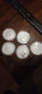 Bull and bear 5 x 1 oz munten, Postzegels en Munten, Ophalen of Verzenden, Zilver