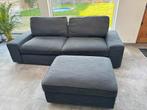 Ikea KIVIK 3-zitsbank met voetenbank Antraciet, 200 à 250 cm, Banc droit, Enlèvement, Utilisé