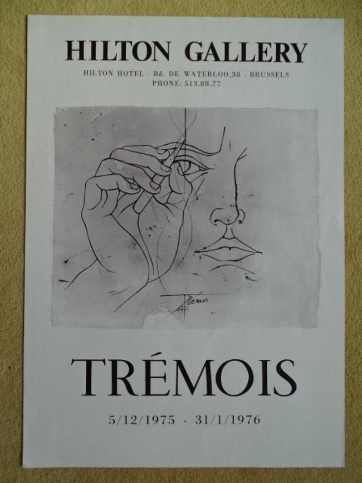 Expo "Trémois" - affiche originale Hilton Gallery - 1975, Antiek en Kunst, Kunst | Schilderijen | Modern, Ophalen of Verzenden