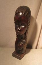 Prachtig Houten Beeld 'Moeder en Kind' - Kanu - 34cm, Antiek en Kunst, Ophalen of Verzenden