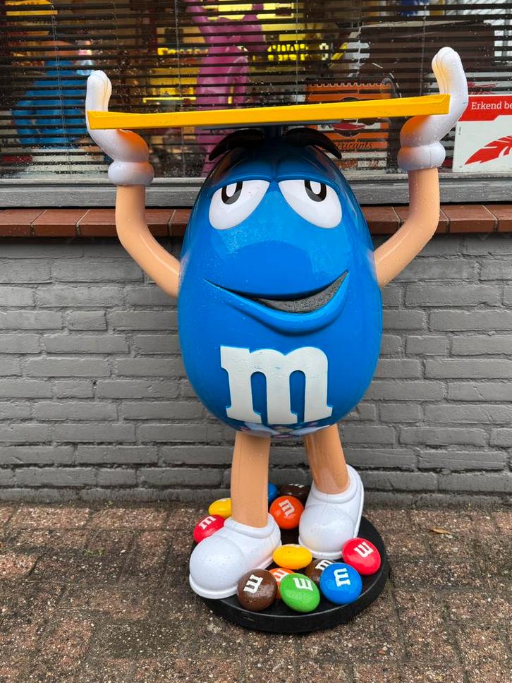 M&M reclame beeld Blauw Zeldzaam !, Verzamelen, Merken en Reclamevoorwerpen, Gebruikt, Reclamebord, Ophalen
