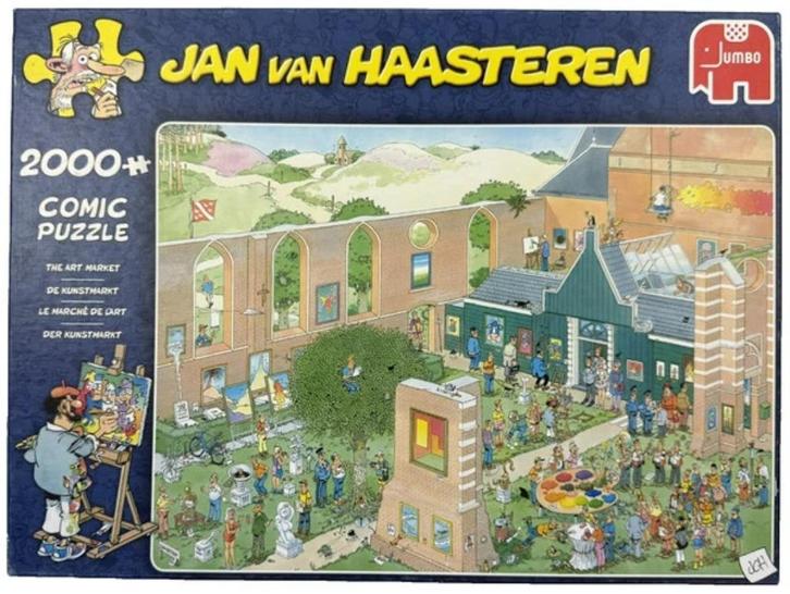 Jan van Haasteren Puzzel 2000 st. de Kunstmarkt compleet, Hobby en Vrije tijd, Denksport en Puzzels, Zo goed als nieuw, Verzenden