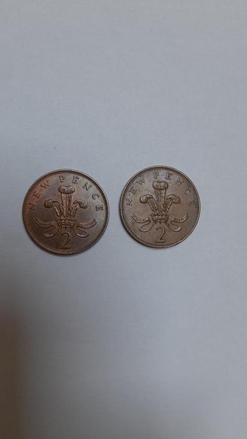 2 Britse munten: 2 new pence, Postzegels en Munten, Munten | Europa | Niet-Euromunten, Setje, Overige landen, Ophalen of Verzenden