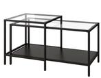 VITTSJÖ Nest of tables, set of 2, black-brown/glass, Huis en Inrichting, Ophalen, Zo goed als nieuw, Glas, Minder dan 50 cm