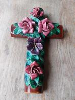 Majolica keramisch kruis ornament/bloemenlbelgium, Ophalen of Verzenden