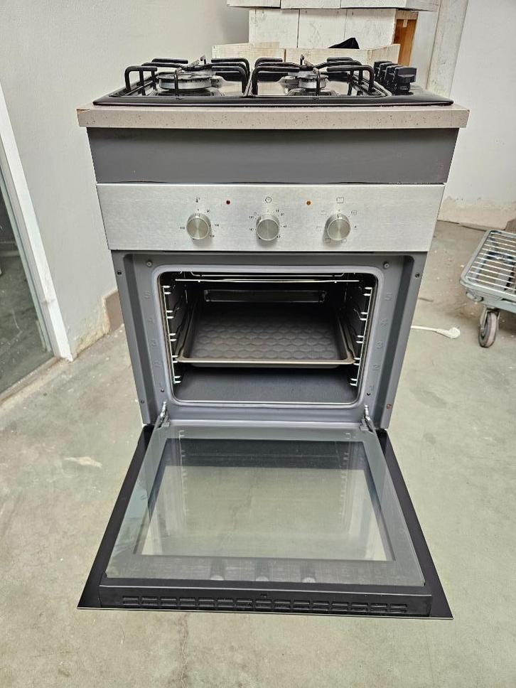 High One gasfornuis + elektrische oven, Elektronische apparatuur, Fornuizen, Gebruikt, Inbouw, Gas, 4 kookzones, 85 tot 90 cm
