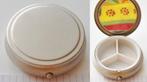Pilulier rond, 3 compartiments, miroir, métal argenté satiné, Divers, Enlèvement ou Envoi, Neuf
