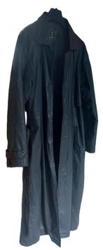 Zwarte lederen lange mantel, Kleding | Heren, Jassen | Winter, Ophalen, Zo goed als nieuw, Maat 52/54 (L), Zwart