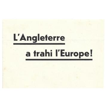 Duits pamflet 'L'Angleterre a trahi l'Europe!' beschikbaar voor biedingen