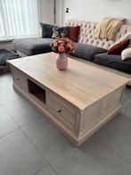 Salontafel massieve eik met schuiven, Ophalen, 100 tot 150 cm, Eikenhout, 50 tot 100 cm