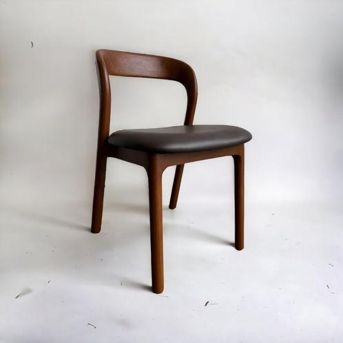 Chaise de salle à manger en bois avec assise en cuir, Maison & Meubles, Fauteuils, Neuf, Bois, Cuir, Enlèvement ou Envoi