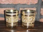 2 Glazen goudkleurige theelichthouders, Ophalen, Gebruikt