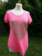 fel roos fluo t-shirt hart+strass goud rug+rits Nieuw TU, Manches courtes, Rose, Enlèvement ou Envoi, Neuf