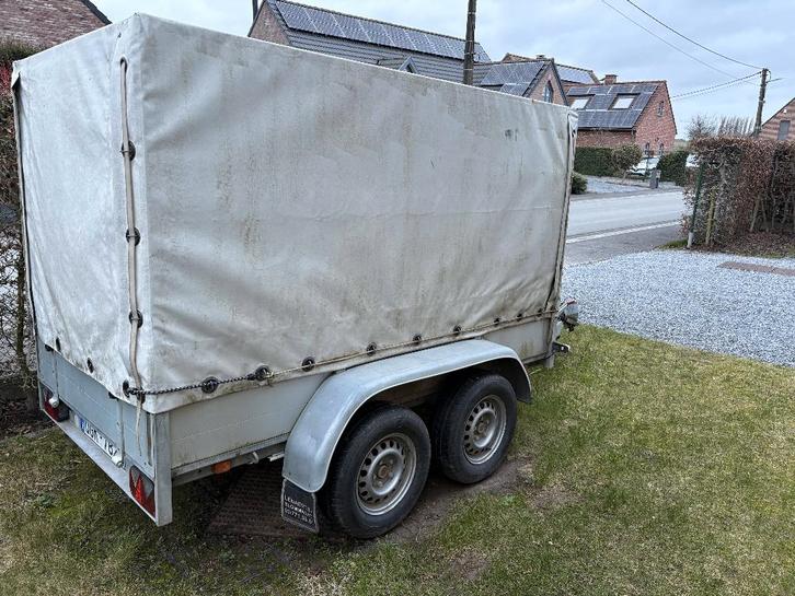 Remorque ANSSEMS double essieux freinée 2000 kg avec bâche, Autos : Divers, Remorques, Utilisé, Enlèvement