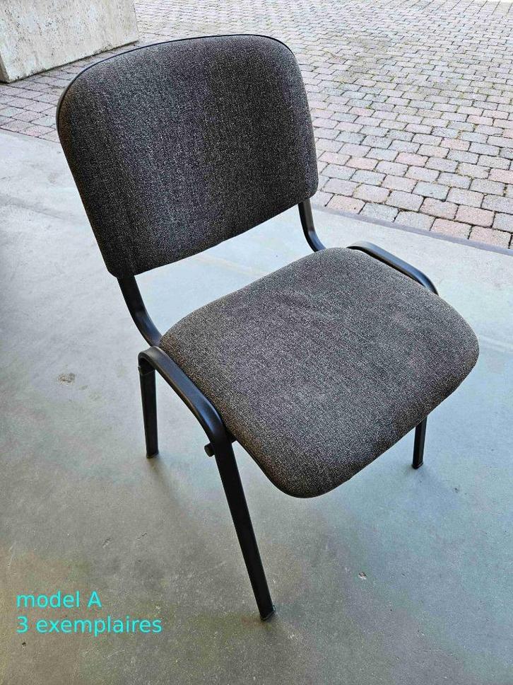 Set stoelen van metaal en stof - woonkamer, kantoor, Huis en Inrichting, Bureaustoelen, Gebruikt, Bureaustoel, Zwart, Ophalen of Verzenden