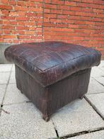 1970s vintage patchwork leder poef patine, Ophalen, Gebruikt, Leer